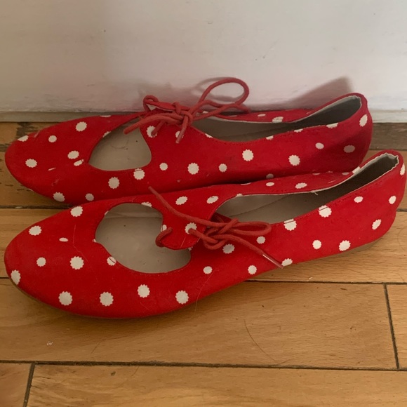 ModCloth Red & White Polka Dot Flats - Picture 5 of 7
